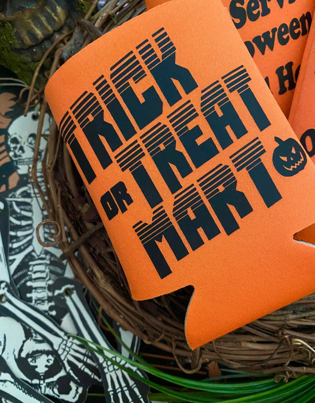 Vintage Halloween Koozie, Summerween, Trick or Treat Mart, Vintage