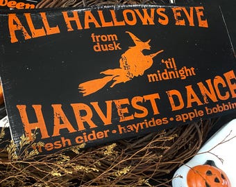 All Hallows Solid Wood Plaque, Rustic Halloween Sign