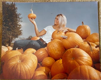 Large Original Vintage Halloween Harvest Print, 1970s Retro Art