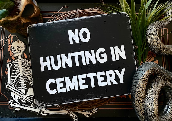 Cemetery Wood Sign, Goth Home Decor, Dark Wall Art