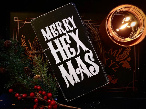 Merry Hexmas Sign, Goth Christmas Decor