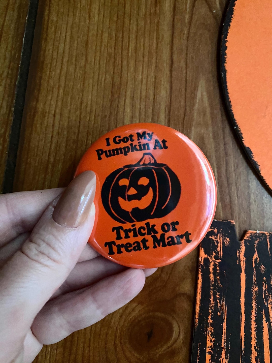Nostalgic Halloween Button - Trick or Treat Mart Pin - Etsy