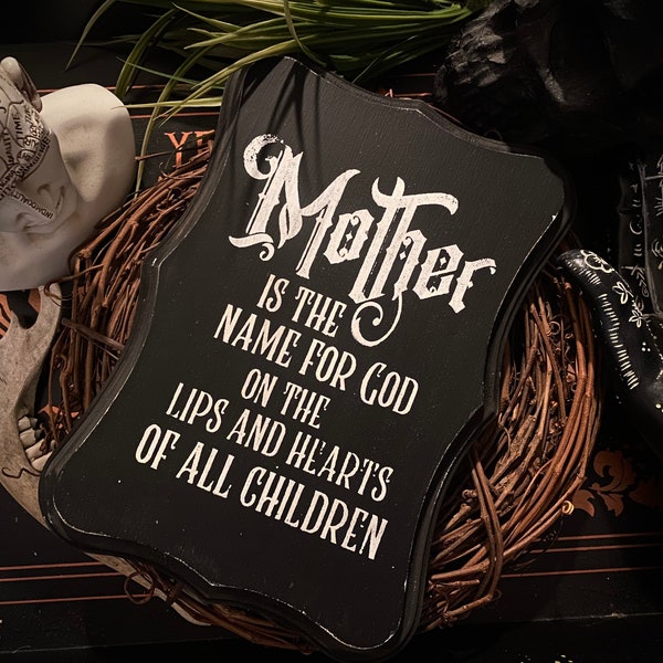 Mother Plaque, The Crow Sign, Halloween, Horror, Gothic, Spooky, Primitive, Witchcraft, Dark Decor, Witchy