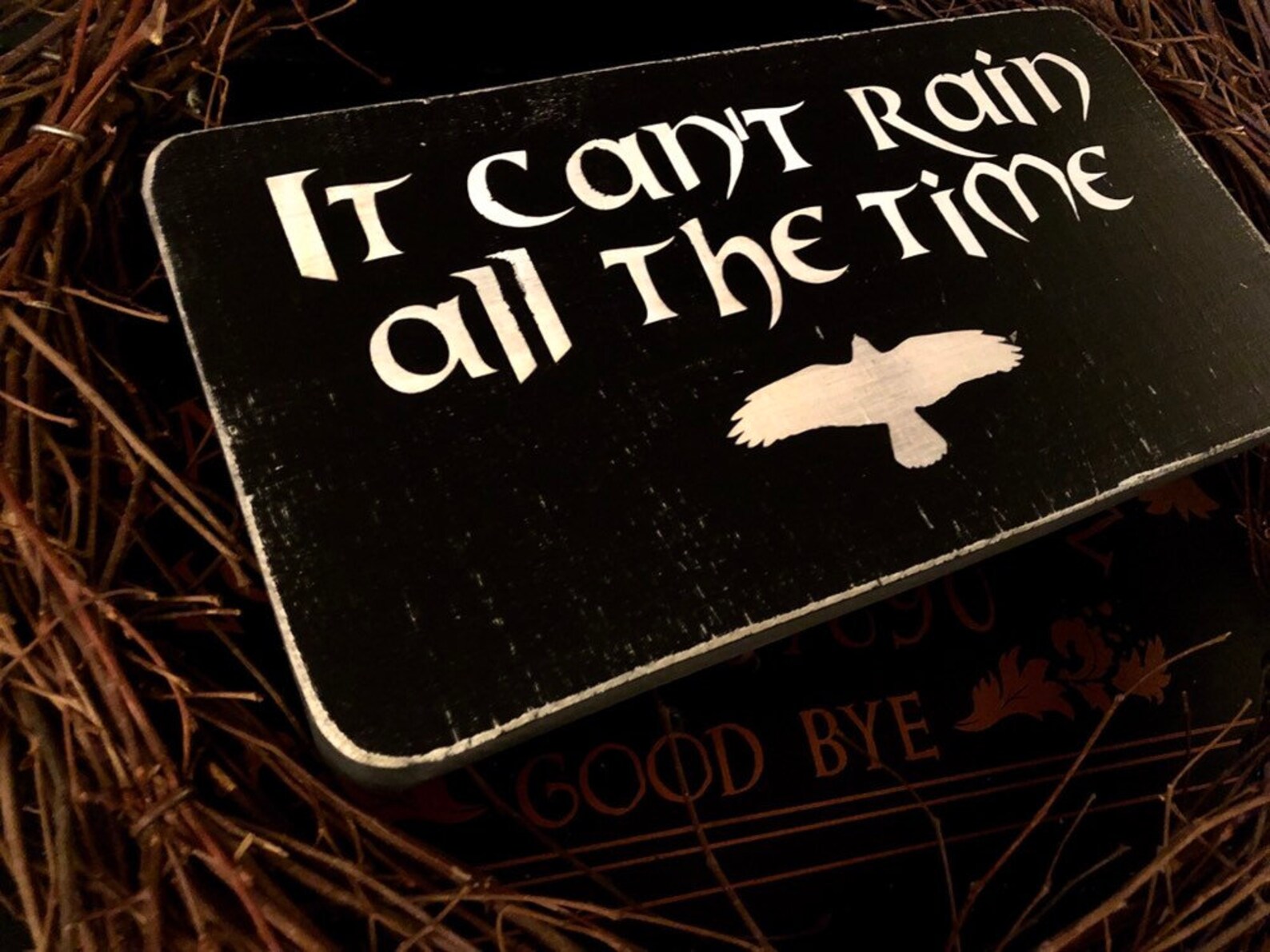The Crow Sign It Cant Rain All the Time Halloween Horror - Etsy