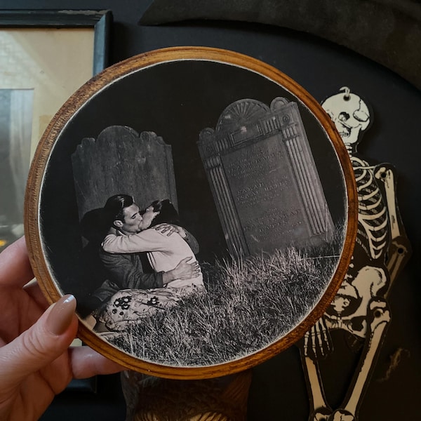 Graveyard Kiss Plaque, Goth Couple Wall Art