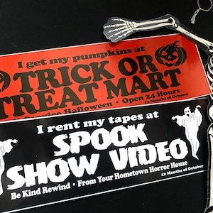 Nostalgic Halloween and Video Store Bumper Stickers