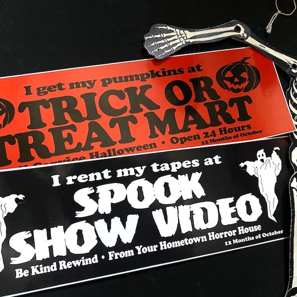 Nostalgic Halloween and Video Store Bumper Stickers