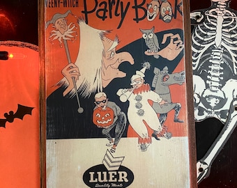 Vintage-Style Halloween Ad Wood Plaque, Witch Wall Art