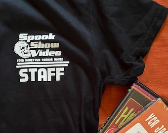 Spook Show Video Staff T Shirt, Horror Top, Vintage Style