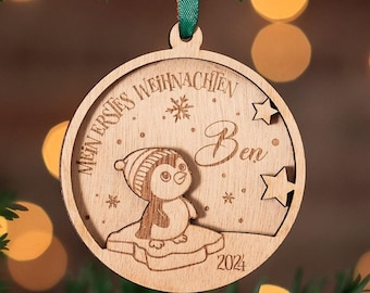 Christmas ornament "My First Christmas" | Penguin | Personalized ornament | Christmas tree decoration | Christmas ornament | Christmas decoration | Wood