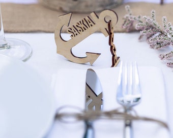 10x Namenskarten Platzhalter aus Holz Hochzeit Name Place Stand