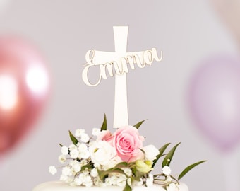 Cake Topper Kommunion | Taufe 'Emma' | Konfirmation Caketopper | Tortenstecker | Topper Personalisiert mit Namen | verschiedene Farben