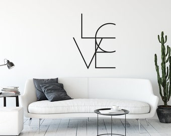 Holz Wandkunst • Geometrische Figur Love • Wanddeko Holz • minimalistische Wandkunst • Wohndekor Liebe