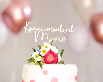 Cake Topper Kommunion 'Script_Marie' | Konfirmation Caketopper | Tortenstecker | Topper Personalisiert mit Namen | verschiedene Farben