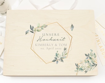 Boîte souvenir de mariage personnalisée | caisse en bois | boîte de rangement | Benita 507 | | boîte de rappel | Coffret en bois pour couples mariés |