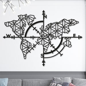 Wood Wall Art • Geometric World Map • Wall Decoration Wood • Minimalist Wall Art • Home Decor World Map