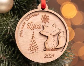 My First Christmas | Fox | Personalized Pendant | Christmas Tree Decoration | Christmas Pendant | Christmas Decoration