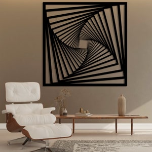 Holz Wandkunst Geometrische Figur Illusion Wanddeko Holz minimalistische Wandkunst Wohndekor Illusion Bild 2