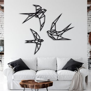 Holz Wandkunst • 3x Geometrische Schwalben • Wanddeko Holz • minimalistische Wandkunst  • Vögel