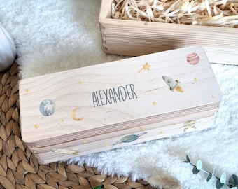Trousse astronaute personnalisée | Boîte en bois | Boîte de rangement | Cadeau de rentrée scolaire | Cadeau de CP | Cadeau de CP