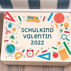 Personalisierte Holzkiste Schulkind | Holzkiste | Aufbewahrungskiste | Geschenk Einschulung  | Schulanfänger | 1. Klasse