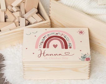Personalized memory box | Wooden box | Storage box | Rainbow memories | Memory box baby baptism birthday