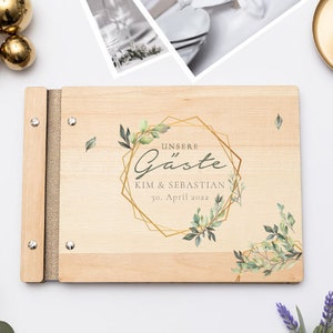 Gästebuch Hochzeit Nr. E507 Benita - unsere Hochzeitsgäste - Hochzeitsgästebuch - Familiengästebuch - Holz - Hochzeitideal
