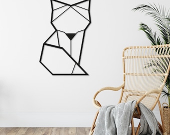 Holz Wandkunst • Geometrischer Fuschs • Wanddeko Holz • minimalistische Wandkunst  • Wohndekor Waldtier Fuchs