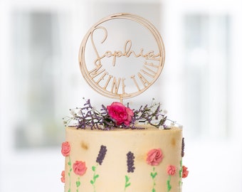 Cake Topper Taufe 'Circle_Sophia' | Caketopper Taufe | Tortenstecker | Topper Personalisiert mit Namen | verschiedene Farben