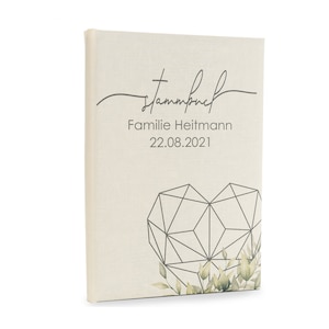 Stammbuch der Familie Geo · bedrucktes Buchbinderleinen · personalisiert · Stammbuch für die Hochzeit · Heiratsurkunde, Geburtsurkunde