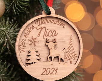 Mein erstes Weihnachten | Reh | Rehntier | Anhänger personalisiert | Christbaumschmuck | Weihnachtsanhänger | Weihnachtsdeko