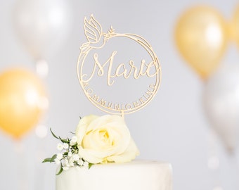 Cake Topper Kommunion | Taufe 'Marie' | Konfirmation Caketopper | Tortenstecker | Topper Personalisiert mit Namen | verschiedene Farben