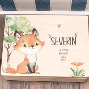 Personalisierte Erinnerungskiste | Holzkiste | Aufbewahrungskiste | Waldiere2 | Erinnerungsbox Baby Taufe Geburtstag | Holzkiste | Boho