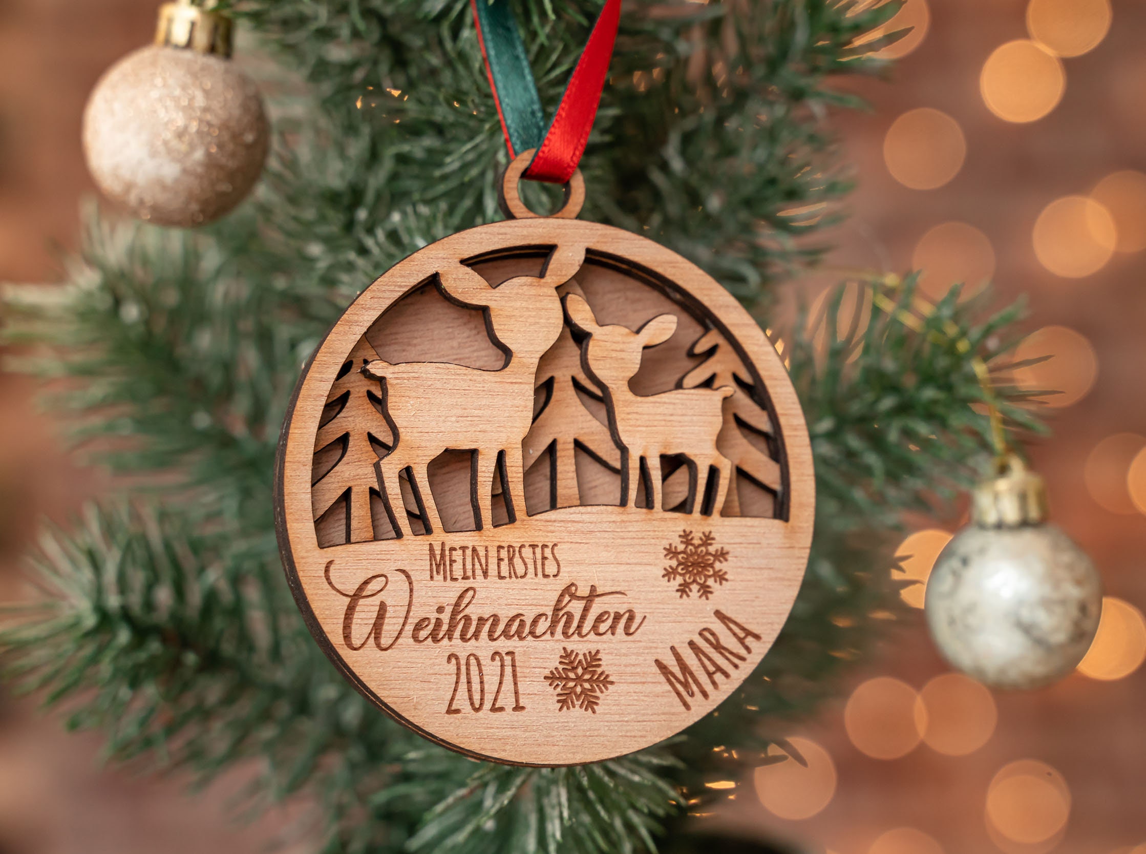 My first Christmas | Deer winter landscape | Personalized pendant | Christmas tree decoration | Christmas pendant | Christmas decoration