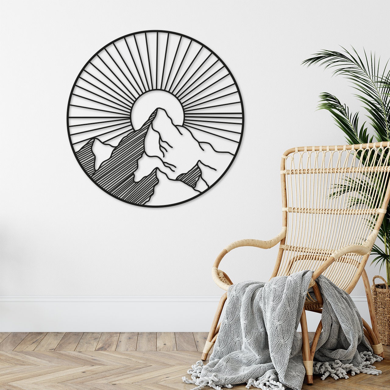 Wood Wall Art Geometric Mountains Wall Decoration Wood Etsy