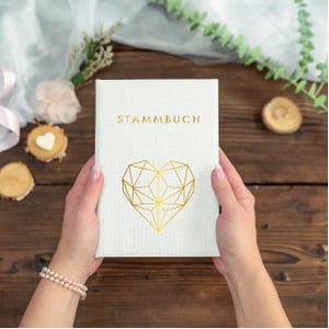 Stammbuch Serie Geometric weiß - Familienstammbuch - verschiedene Größen, Heiratsurkunde, Geburtsurkunde.
