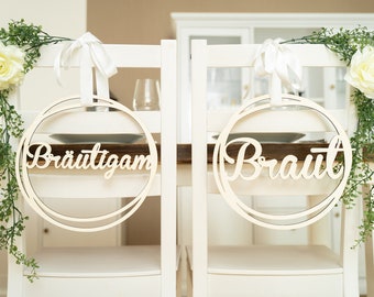 Stuhlschild · Stuhlgirlande für die Hochzeit 'Karla' Braut und Bräutigam · Wanddeko · Hochzeitschild Paar · Brautleute · Hochzeitideal