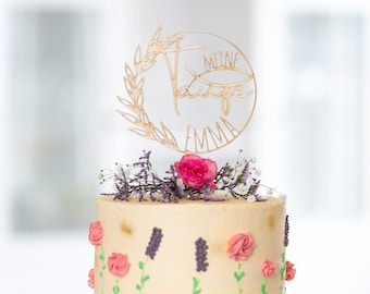 Cake Topper Taufe 'Emma_Circle' | Caketopper Taufe | Tortenstecker | Topper Personalisiert mit Namen | verschiedene Farben