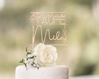 Cake Topper Taufe 'Mila' | Caketopper Taufe | Tortenstecker | Topper Personalisiert mit Namen | verschiedene Farben