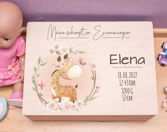 Personalized Keepsake Box | wooden box | storage box + christening candle | Animals | Baby Baptism Birthday Keepsake Box | wooden box