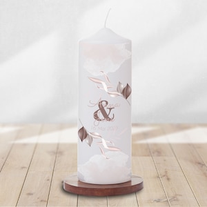Hochzeitskerze personalisiert - 'Blätter'  Wedding Candle - Traukerze Hochzeit - Hochzeitkerze - Kerze zur Hochzeit