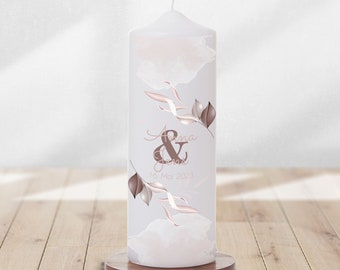 Hochzeitskerze personalisiert - 'Blätter'  Wedding Candle - Traukerze Hochzeit - Hochzeitkerze - Kerze zur Hochzeit