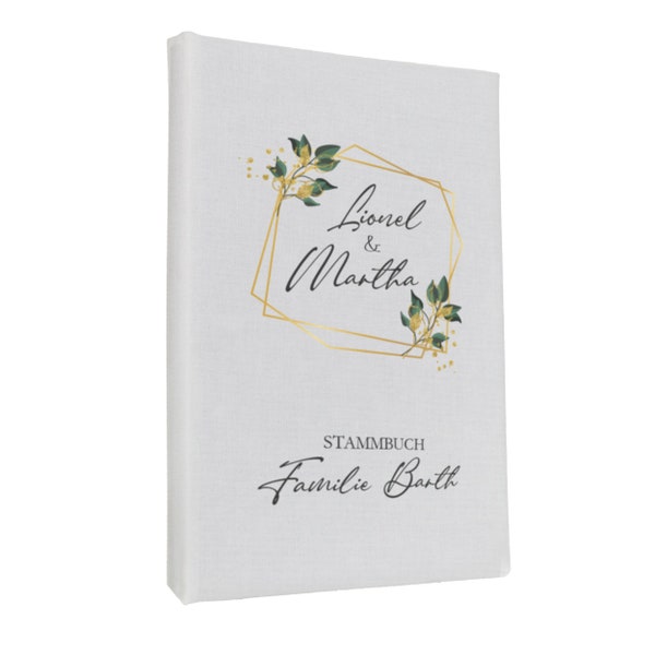 Genealogy of the family 'Martha' · Family Record Book · Marriage certificate · printed linen cover · Personalized