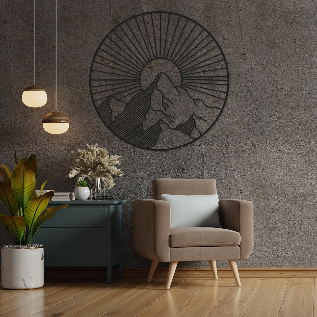 Wood Wall Art Geometric Mountains Wall Decoration Wood Etsy