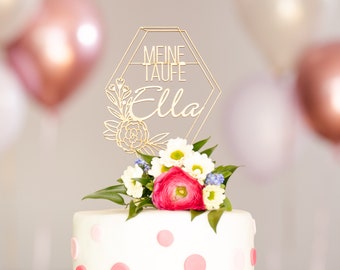 Cake Topper Taufe 'Ella' | Caketopper Taufe | Tortenstecker | Topper Personalisiert mit Namen | verschiedene Farben