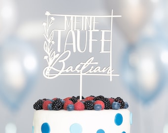 Cake Topper Taufe 'Bastian' | Konfirmation Caketopper | Tortenstecker | Topper Personalisiert mit Namen | verschiedene Farben