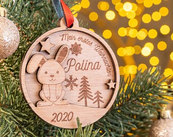 My first Christmas | Bunny | Personalized pendant | Christmas tree decoration | Christmas pendant | Christmas decoration