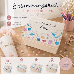 Personalisierte Holzkiste Schulkind | Holzkiste | Aufbewahrungskiste | Geschenk Einschulung  | Schulanfänger | 1. Klasse
