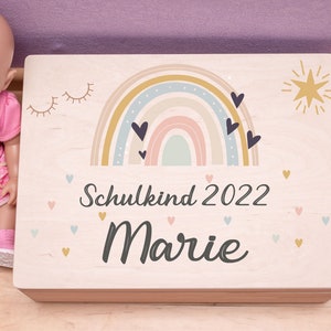 Personalisierte Holzkiste Schulkind | Holzkiste | Aufbewahrungskiste | Geschenk Einschulung  | Schulanfänger | 1. Klasse