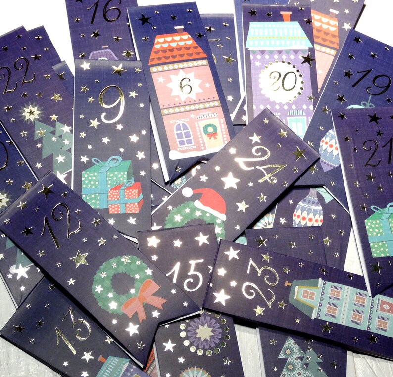 Advent Calendar Numbers Flags With Gold Print Etsy